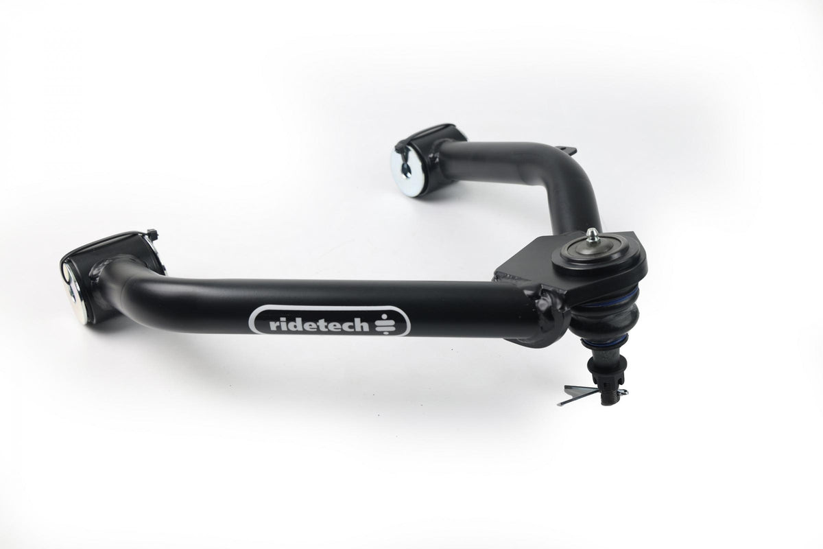 Front Upper Strongarms For 2014-2018 Silverado / Sierra 1500 2Wd/4Wd W/ OE Stamped Steel Or Aluminum Control Arms 2019 Legacy and Limited Pair Of Tubular Control Arms W/ Ball Joints And Delrin Bushings Powder Coated Satin Black Ridetech