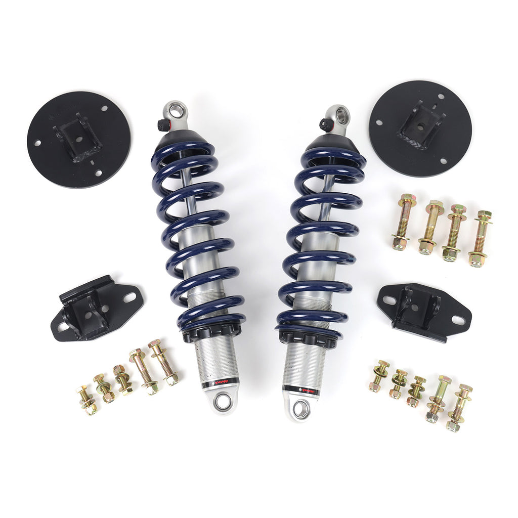Front HQ Coil-Overs For 2019-2024 Silverado / Sierra 1500 2WD 2 Inch Lowering Pair Of Rebound Adjustable Shock s Springs Spring Mounts And Delrin Spring Washers Ridetech