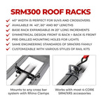SRM300 80 Inch Long Flat Platform Rack With Side Rail Kit Textured Black Go Rhino