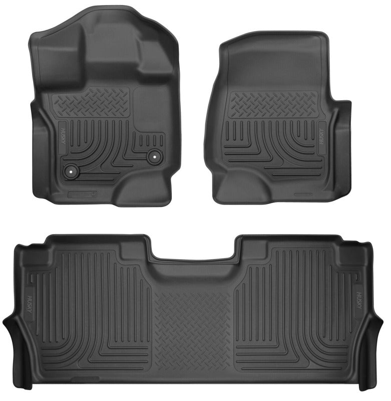 Husky Liners 21-23 Ford F-150 CC SC X-Act Contour Front & Second Row Seat Floor Liners - Black