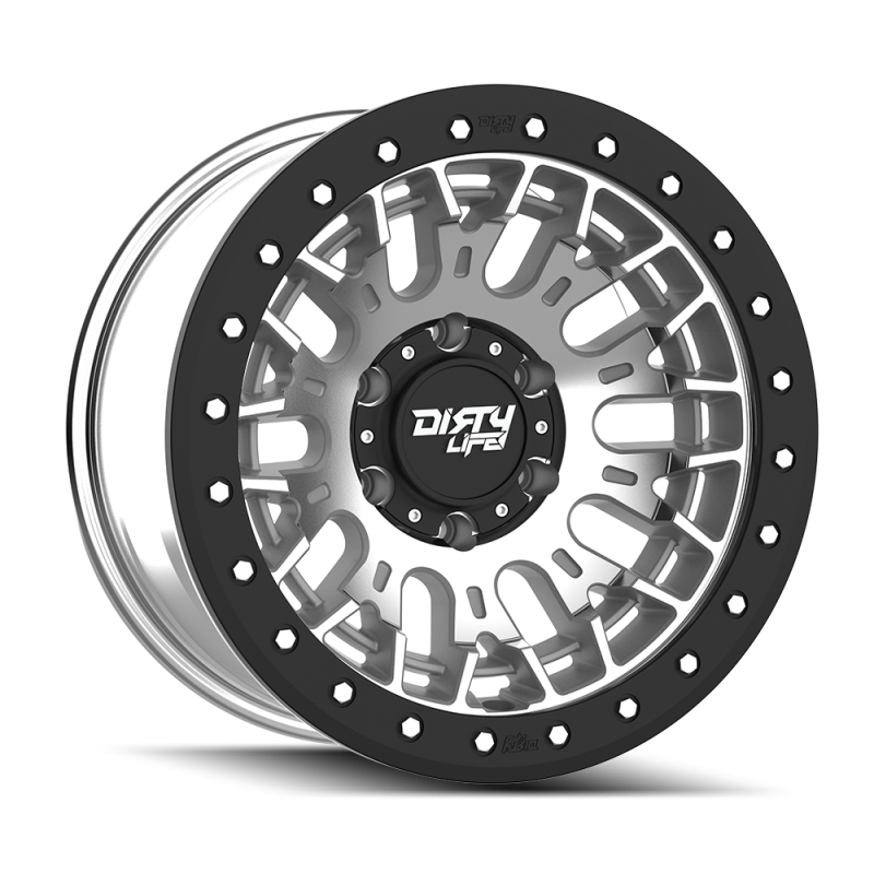 Dirty Life DT-3 17X9 6x139.7 -12 Offset - Machined Finish w/ Simulated Beadlock