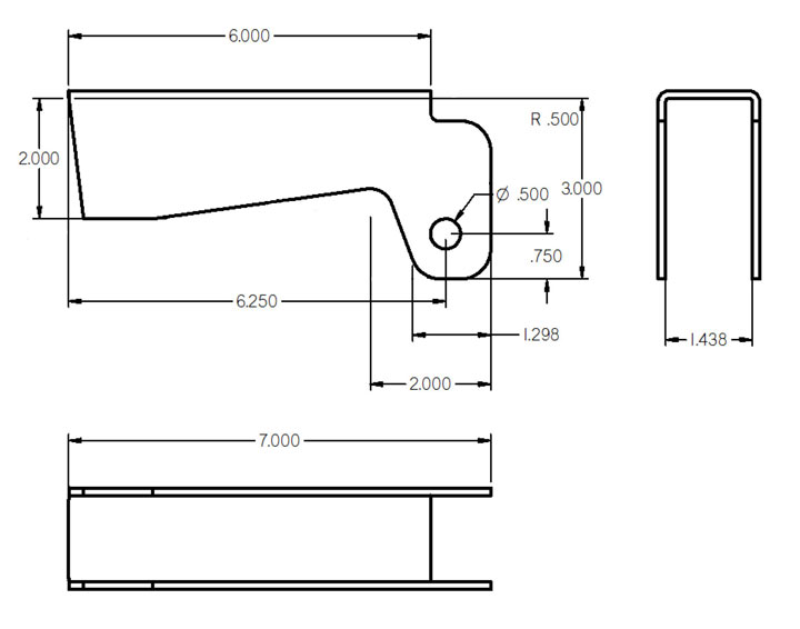 Weld-On Front Upper Shock Bracket 6 Inch Long-O Holes Ridetech