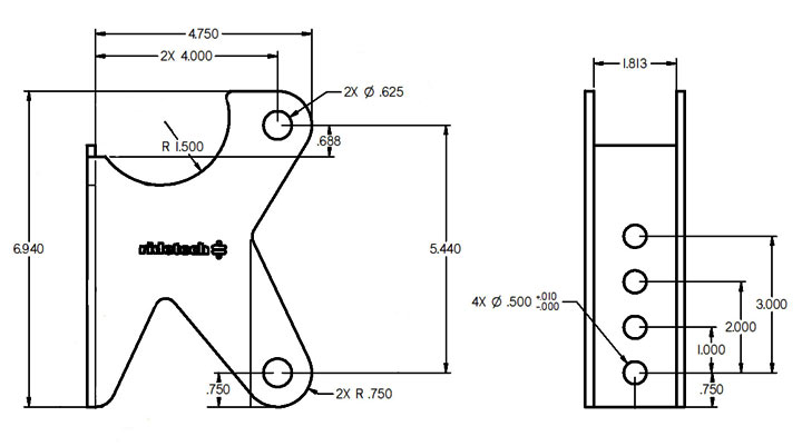 Parallel 4-Link Axle Bracket Uncoated For 3 Inch Axle Housing Ridetech