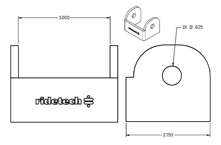 Large Rod End Bracket 3 Inch Wide Mustang Ridetech