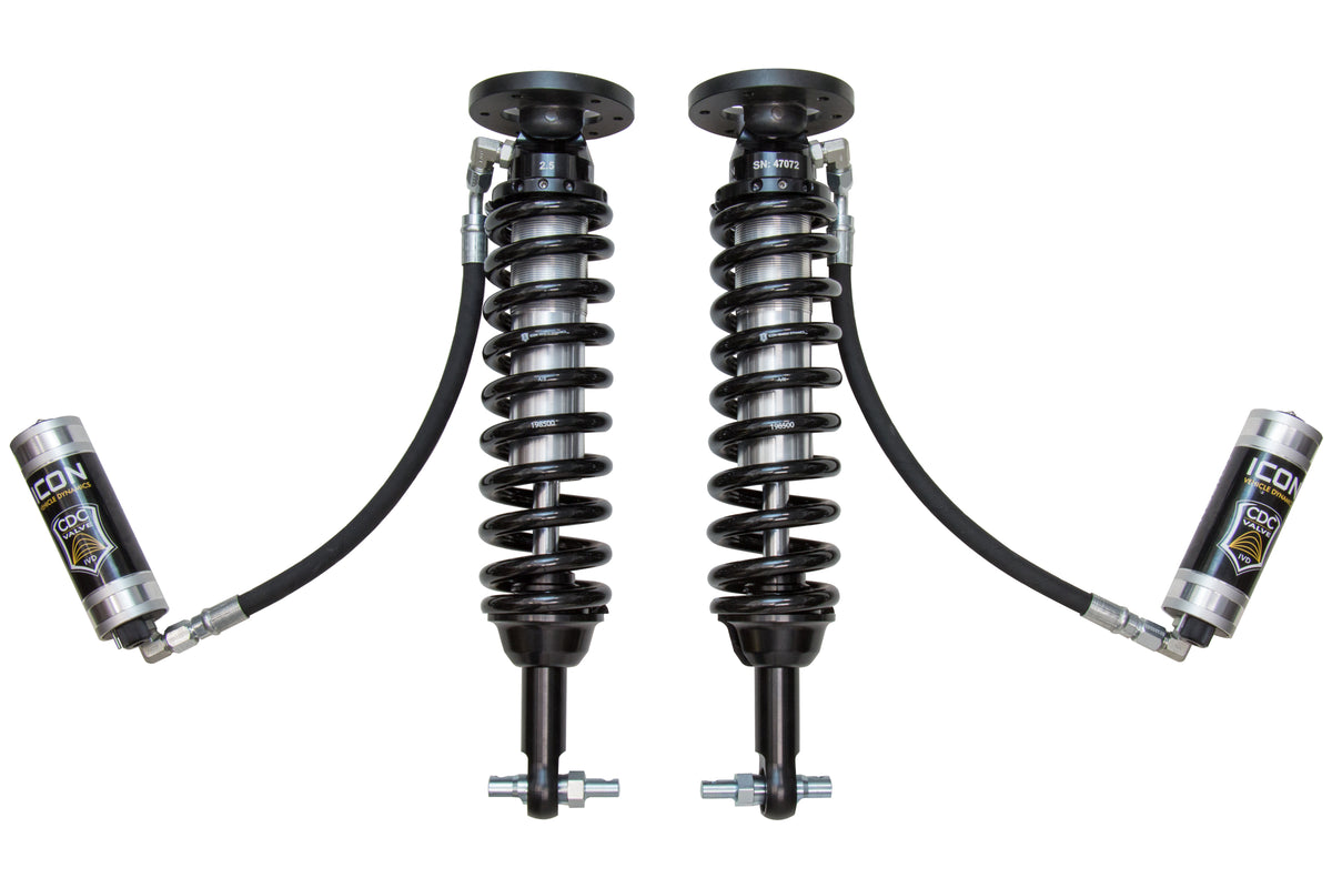 2014 Ford F-150 4WD 1.75-2.63 Inch Lift Front V.S. 2.5 Series Coilover Kit Remote Reservoir W/ CDCV Icon Vehicle Dynamics