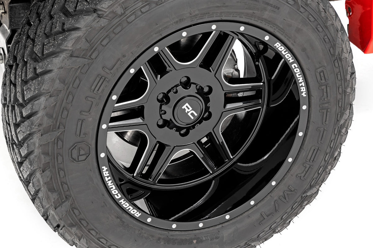 92 Series Wheel Machined One-Piece Gloss Black 20x12 8x170 -44mm Rough Country