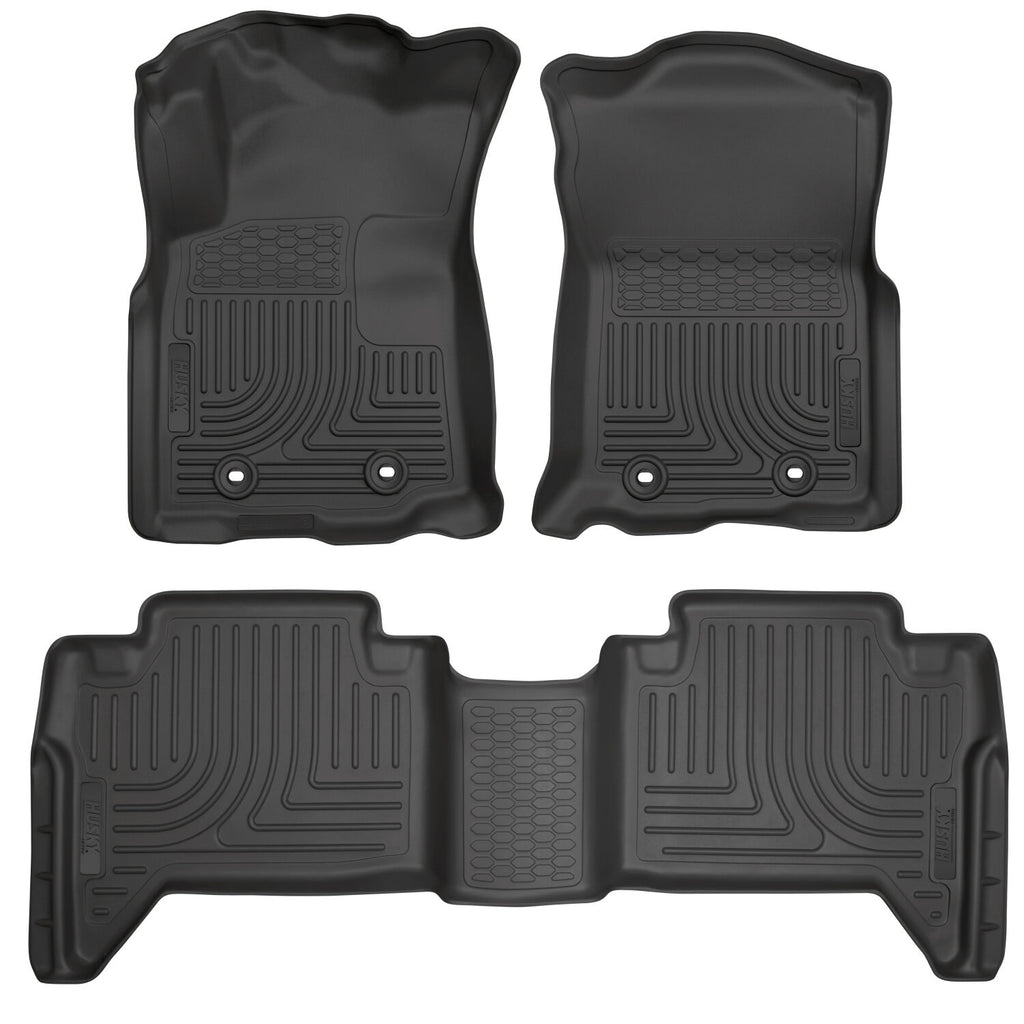 Weatherbeater - Front and 2nd Seat Floor Liners Black 18-23 Toyota Tacoma Husky Liners