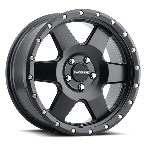 Aluminum Wheels 17x9 Boost 946B Satin Black 6 Spoke 0 Offset 5 on 139.7 Bolt Pattern 107.95 Bore Raceline