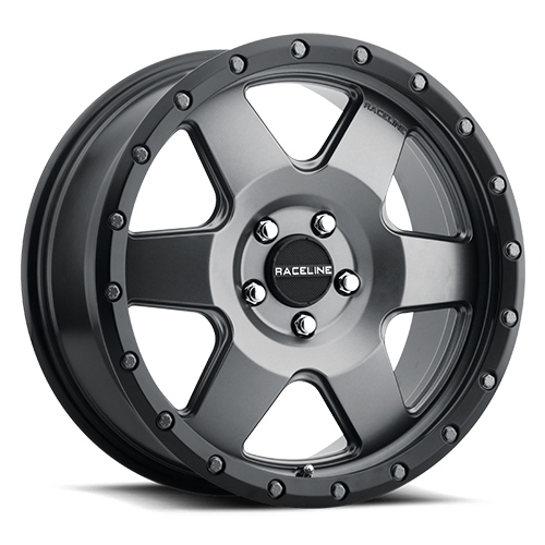 Aluminum Wheels 18x9 Boost 946G Satin Gunmetal Gray 6 Spoke 12 Offset 5 on 139.7 Bolt Pattern 107.95 Bore Raceline