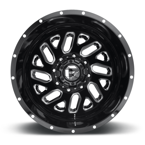 Dually Wheels 22X8.25 Triton Dually D581 8 On 200 Gloss Black Milled 142 Bore -227 Offset Mesh Spoke Outer Dually Fuel Off Road Wheels