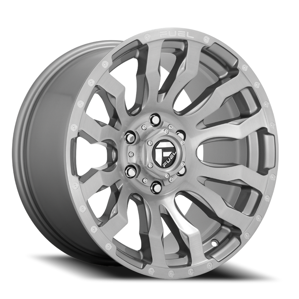 Aluminum Wheels 20X10 Blitz D693 8 On 165.1 Brushed Gunmetal Gray Tinted Clear 125.1 Bore -18 Offset Multi Spoke Fuel Off Road Wheels