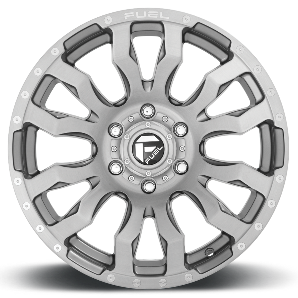 Aluminum Wheels 20X8.25 Blitz D693 8 On 165.1 Brushed Gunmetal Gray Tinted Clear 117 Bore -221 Offset Multi Spoke Fuel Off Road Wheels