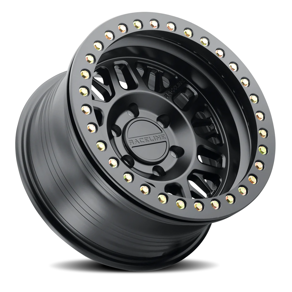 Aluminum Wheels 17x9 Ryno Cast Beadlock RT951B Satin Black Black Beadlock Ring -38 Offset 5 on 127 Bolt Pattern 83.82 Bore Raceline