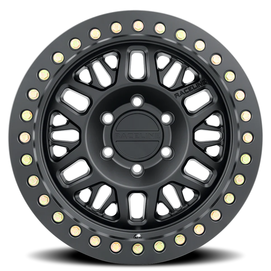 Aluminum Wheels 17x9 Ryno Cast Beadlock RT951B Satin Black Black Beadlock Ring -38 Offset 5 on 127 Bolt Pattern 83.82 Bore Raceline