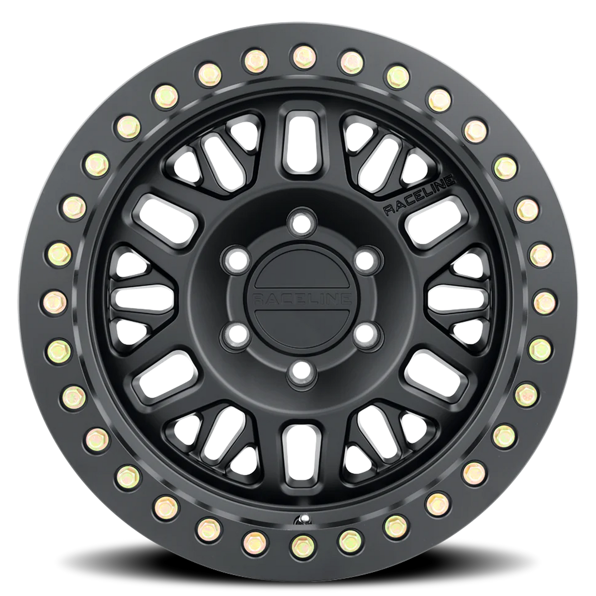 Aluminum Wheels 17x9 Ryno Cast Beadlock RT951B Satin Black Black Beadlock Ring -38 Offset 5 on 127 Bolt Pattern 83.82 Bore Raceline