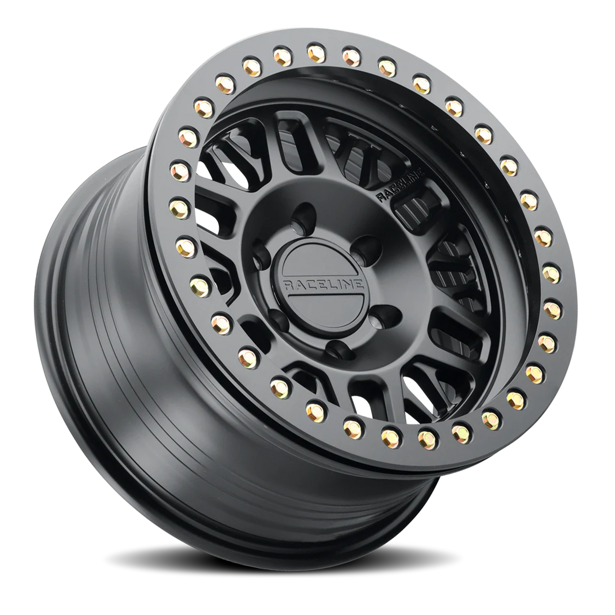 Aluminum Wheels 17x9 Ryno Cast Beadlock RT951B Satin Black Black Beadlock Ring -12 Offset 6 on 139.7 Bolt Pattern 106.1 Bore Raceline