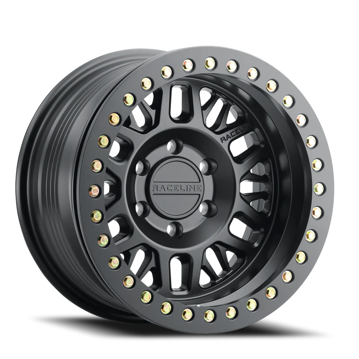 Aluminum Wheels 17x9 Ryno Cast Beadlock RT951B Satin Black Black Beadlock Ring -38 Offset 6 on 139.7 Bolt Pattern 106.1 Bore Raceline
