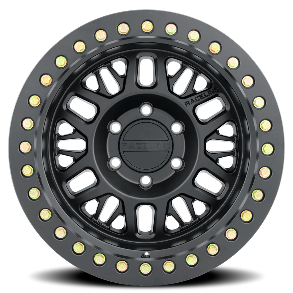 Aluminum Wheels 17x9 Ryno Cast Beadlock RT951B Satin Black Black Beadlock Ring -12 Offset 6 on 135 Bolt Pattern 87.1 Bore Raceline
