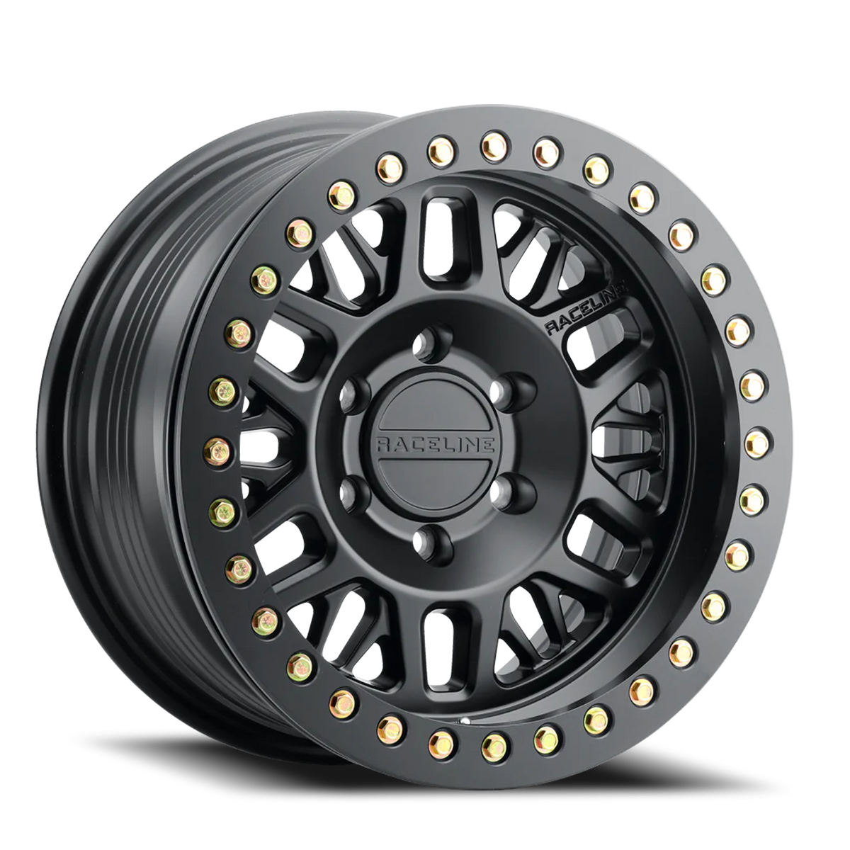 Aluminum Wheels 17x9 Ryno Cast Beadlock RT951B Satin Black Black Beadlock Ring -12 Offset 8 on 165.1 Bolt Pattern 130.81 Bore Raceline