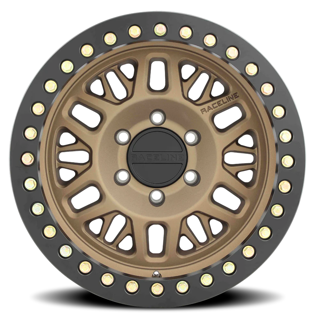 Aluminum Wheels 17x9 Ryno Cast Beadlock RT951BZ Textured Matte Bronze Black Beadlock Ring -12 Offset 8 on 165.1 Bolt Pattern 130.81 Bore Raceline
