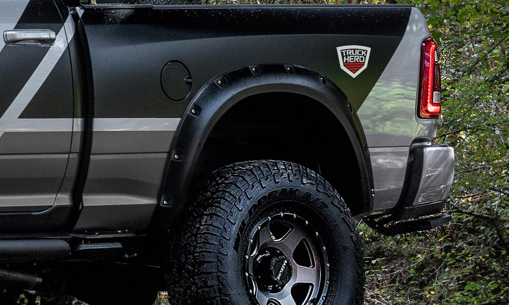 Rivet Style Fender Flare Set Front and Rear, Textured, 4-Piece Set 2019-2024 Ram 2500/3500 Lund