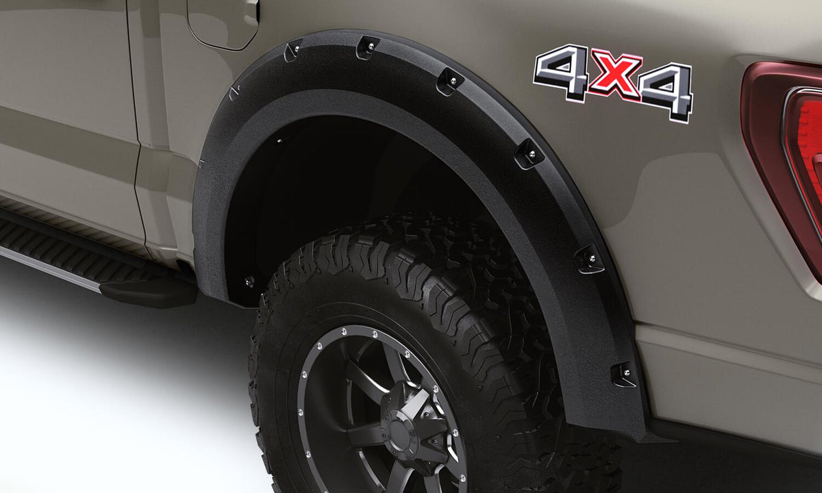 Rivet Style Fender Flare Set Rear, Textured, 2-Piece Set 2021-2024 Ford F-150 Lund