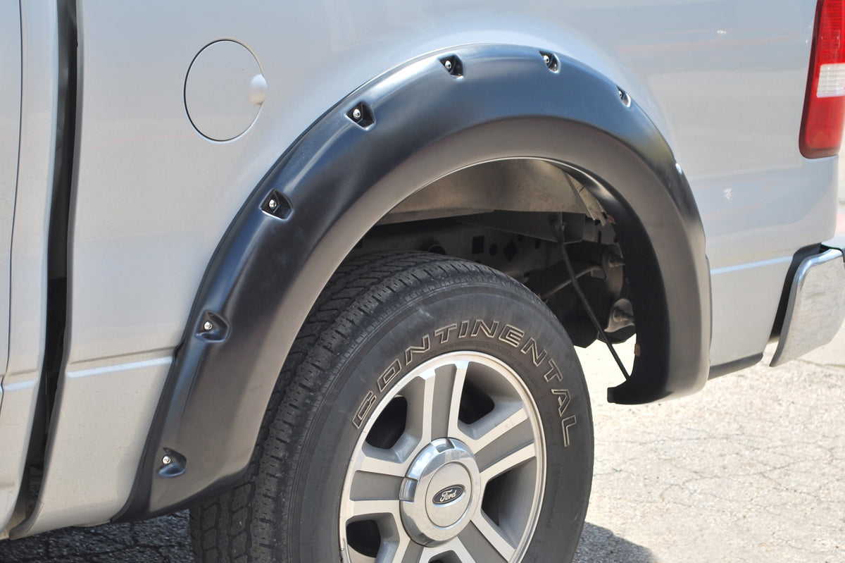 Rivet Style Fender Flare Set Rear, Textured, 2-Piece Set 2004-2008 Ford F-150 Fleetside Lund