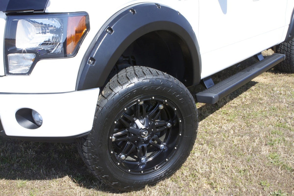 Rivet Style Fender Flare Set Front and Rear, Textured, 4-Piece Set 2009-2014 Ford F-150 Fleetside Lund