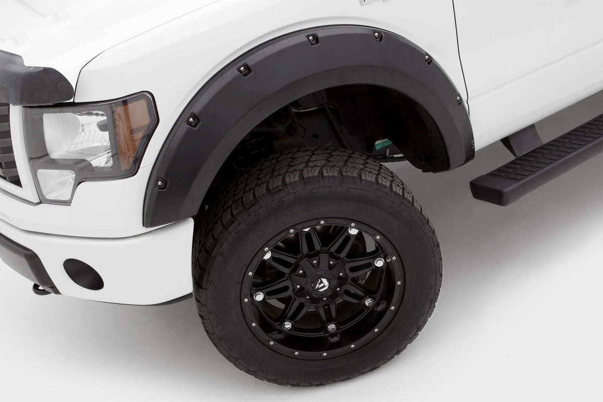 Rivet Style Fender Flare Set Front and Rear, Textured, 4-Piece Set 2009-2014 Ford F-150 Fleetside Lund