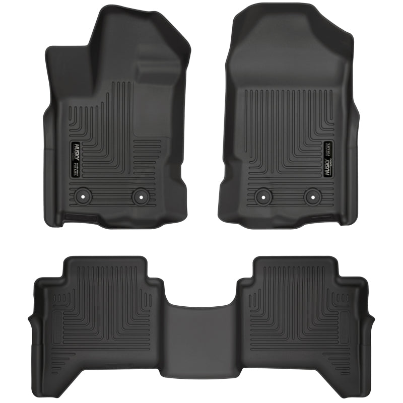 Husky Liners 2024 Toyota Tacoma CC/DC (No Hybrid) Weatherbeater Front & 2nd Seat Floor Liners - Blk